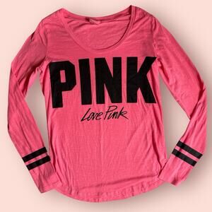 Victoria’s Secret PINK long sleeve tshirt hot pink size Small Y2K Love Pink